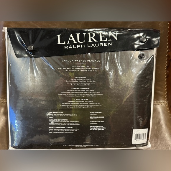 Ralph Lauren Landon Washed Percale King Sheet Set – Extra Deep Pocket – New - Picture 2 of 2